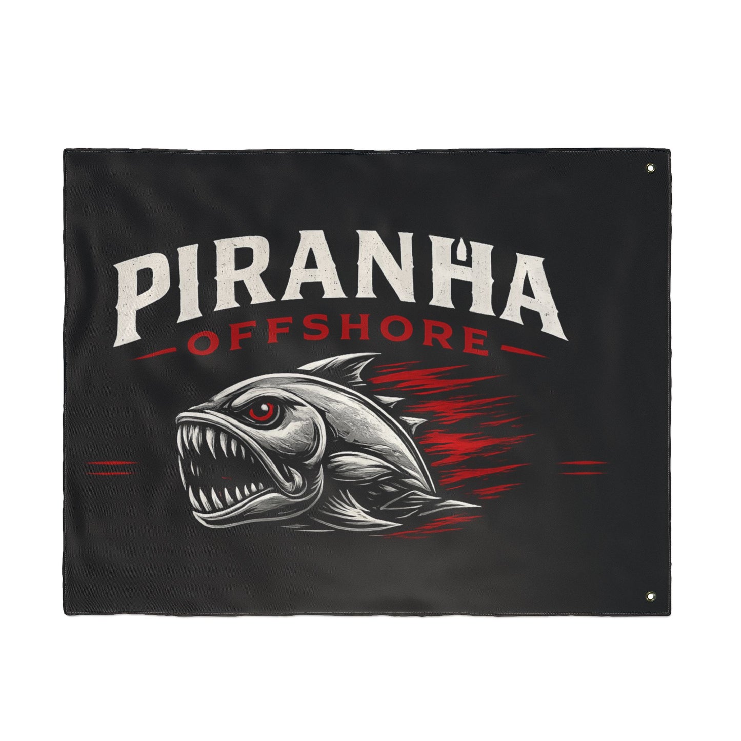 Piranha Offshore Double-Sided Flag — Aggressive Boat Banner