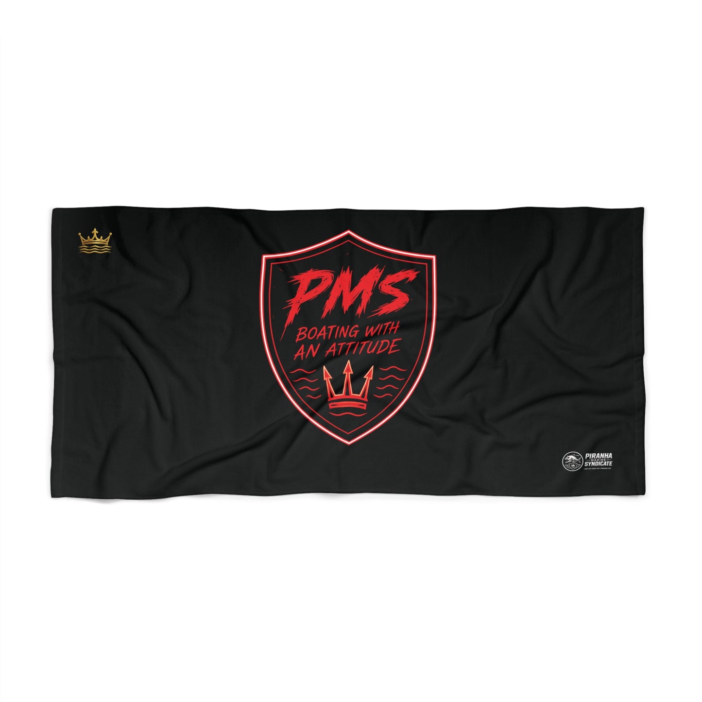 PMS Boating With An Attitude Beach Towel – Black Nautical Graphic
