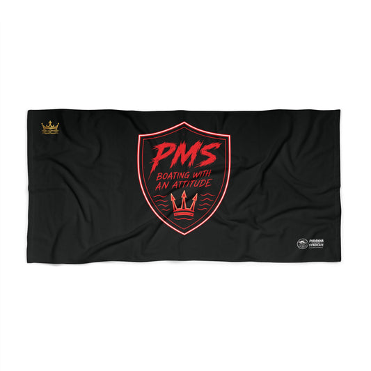 PMS Boating With An Attitude Beach Towel – Black Nautical Graphic