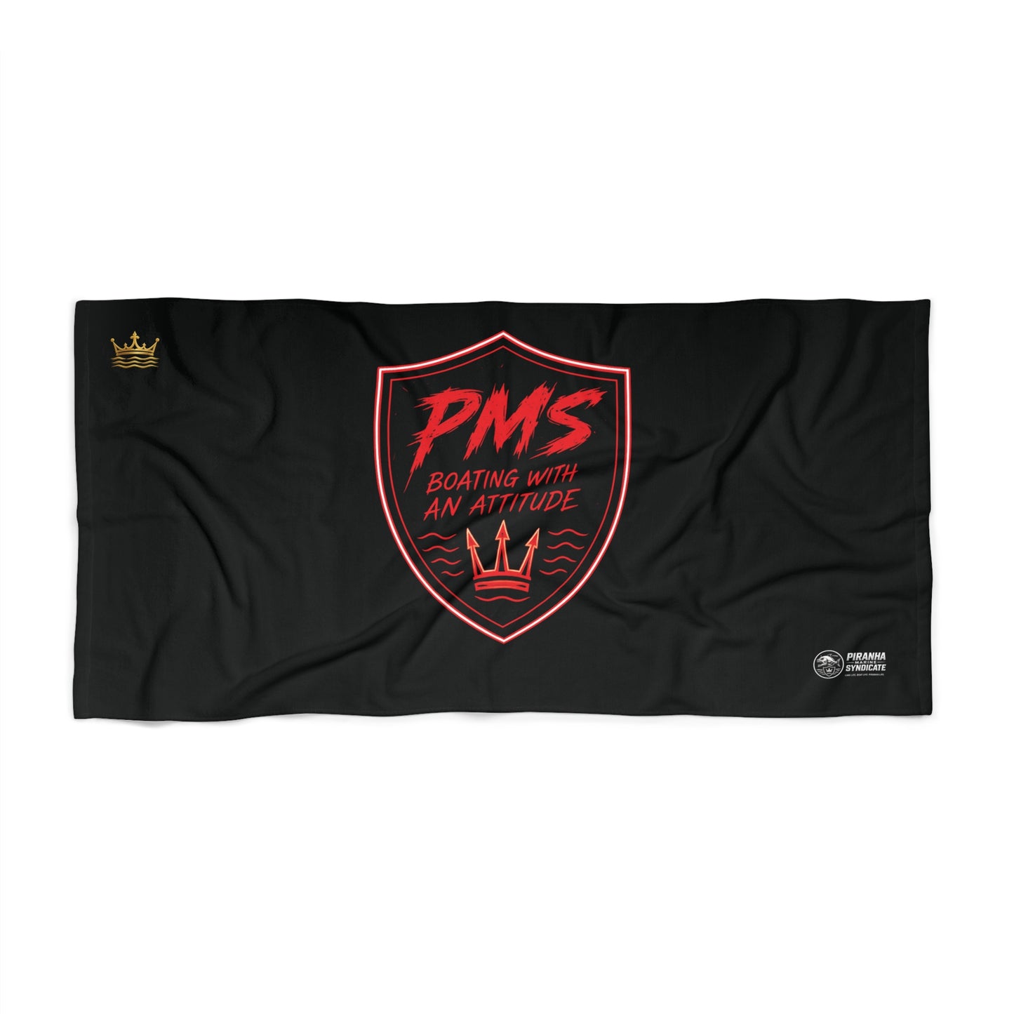 PMS Boating With An Attitude Beach Towel – Black Nautical Graphic