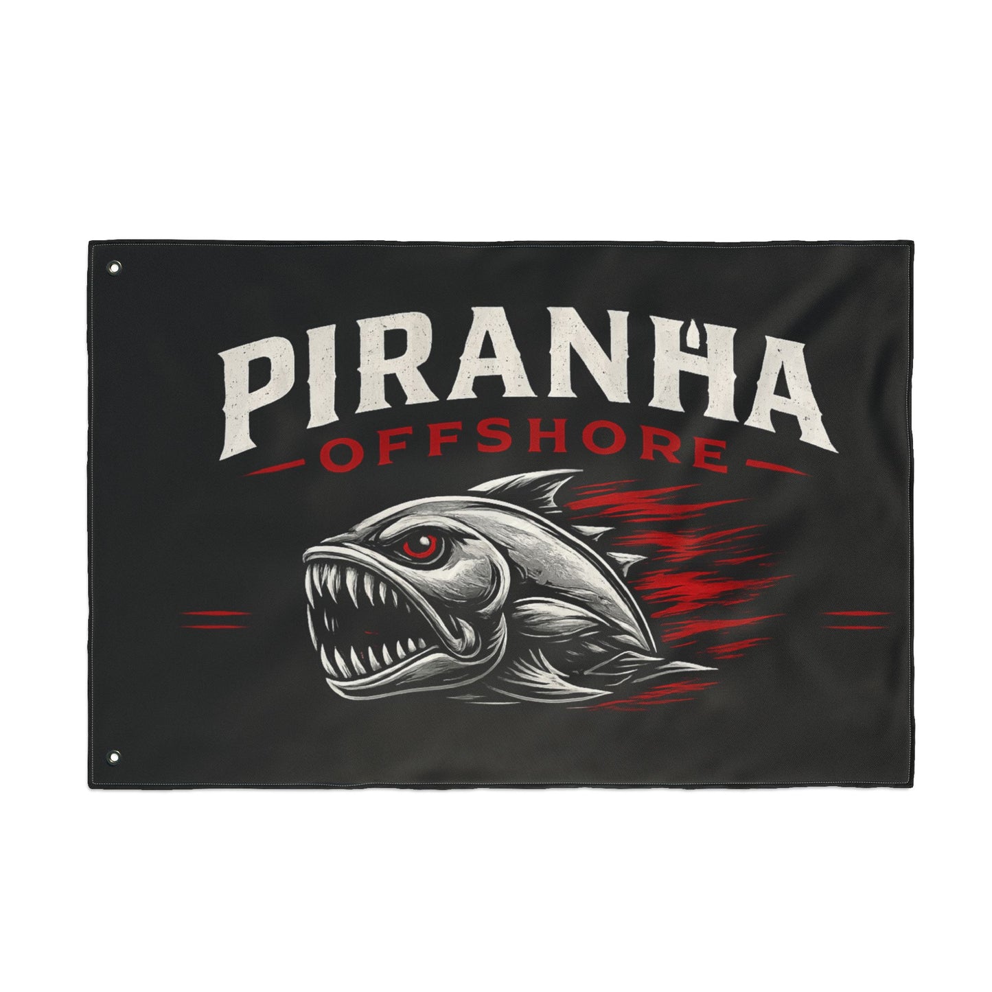 Piranha Offshore Double-Sided Flag — Aggressive Boat Banner