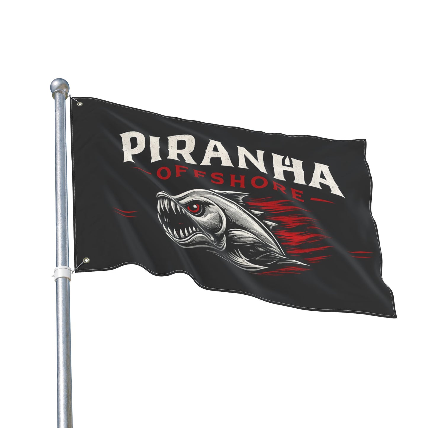 Piranha Offshore Double-Sided Flag — Aggressive Boat Banner