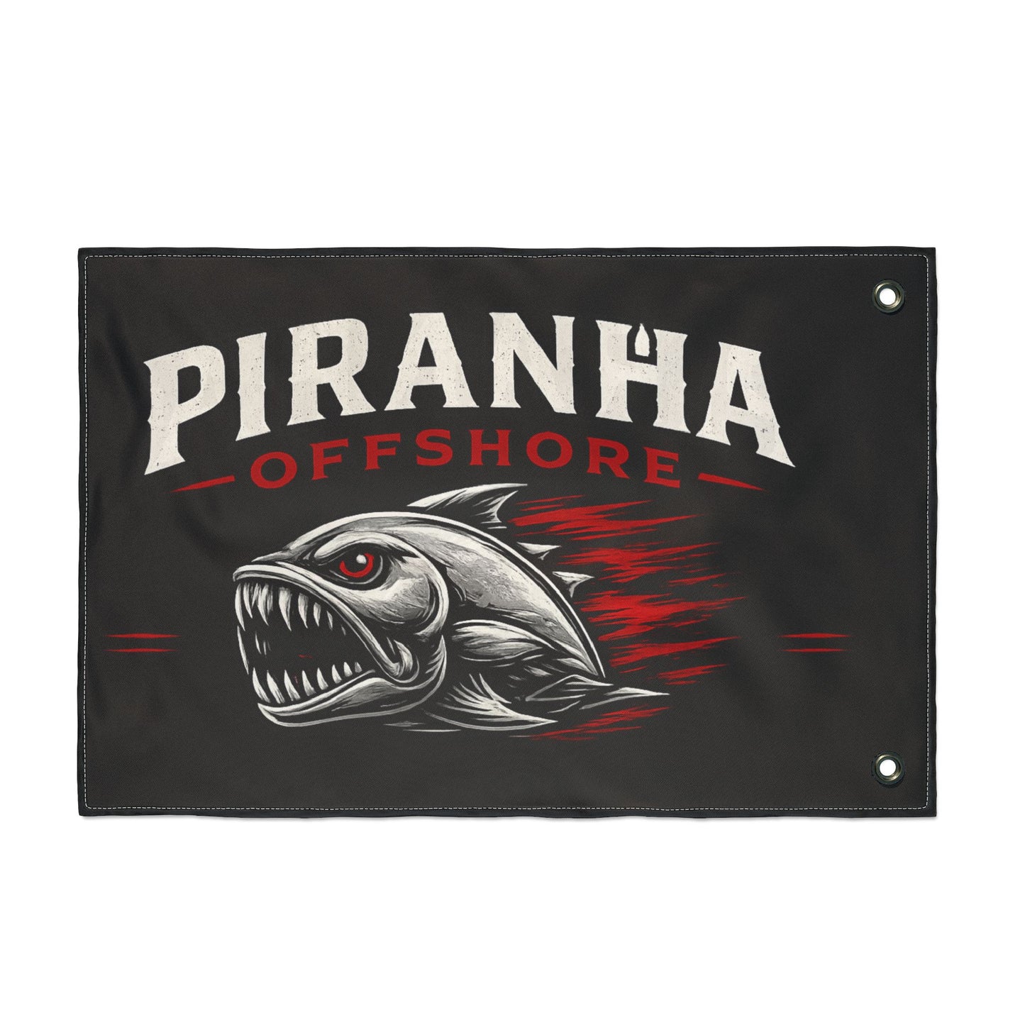 Piranha Offshore Double-Sided Flag — Aggressive Boat Banner