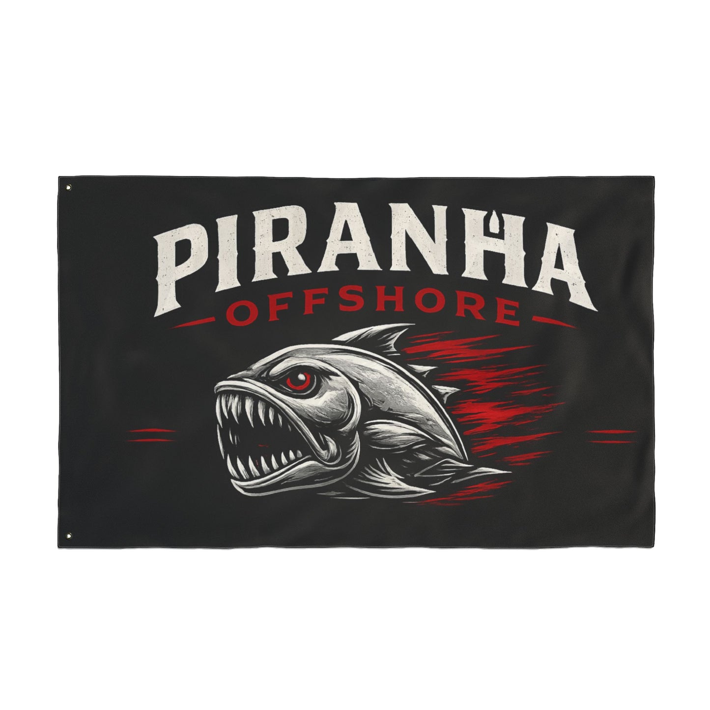 Piranha Offshore Double-Sided Flag — Aggressive Boat Banner