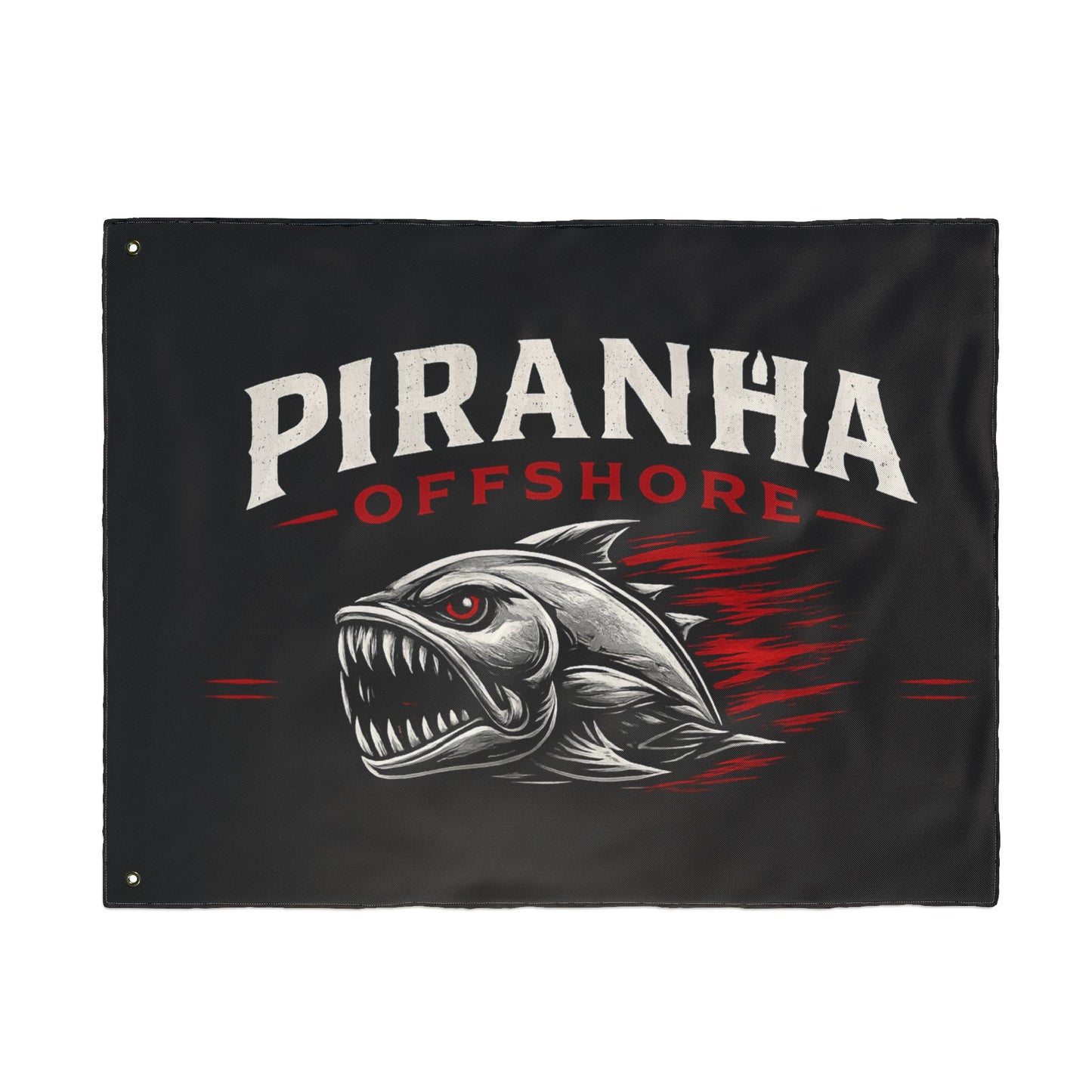 Piranha Offshore Double-Sided Flag — Aggressive Boat Banner