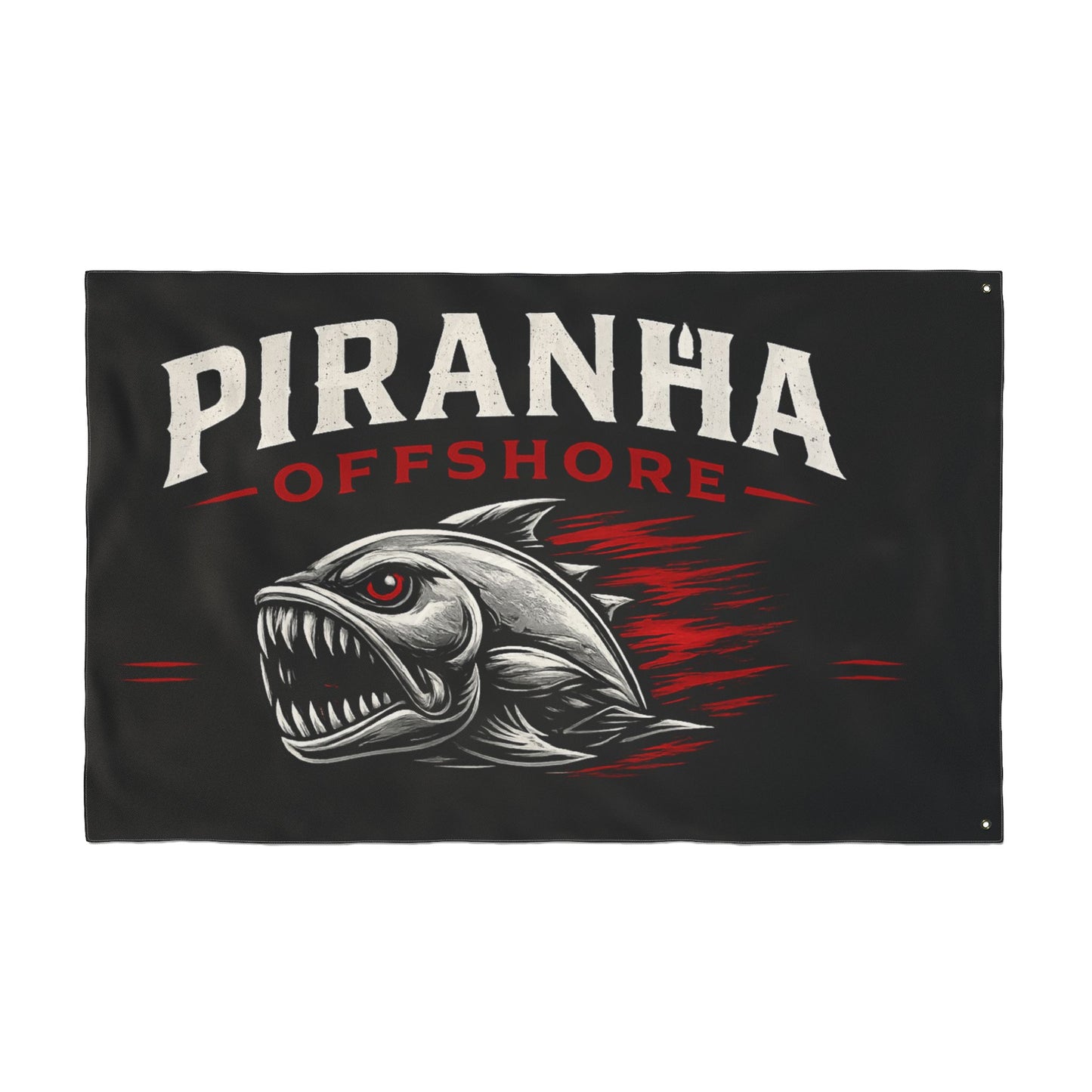 Piranha Offshore Double-Sided Flag — Aggressive Boat Banner
