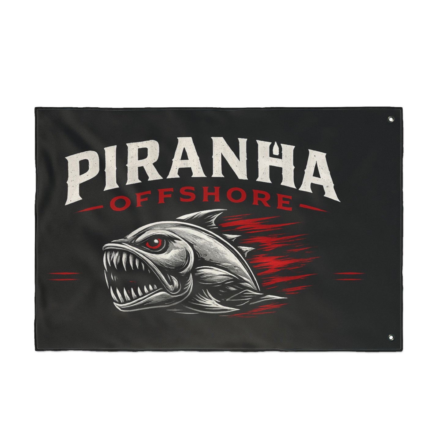 Piranha Offshore Double-Sided Flag — Aggressive Boat Banner